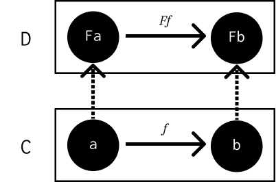 Functor F mapping between category C and D
